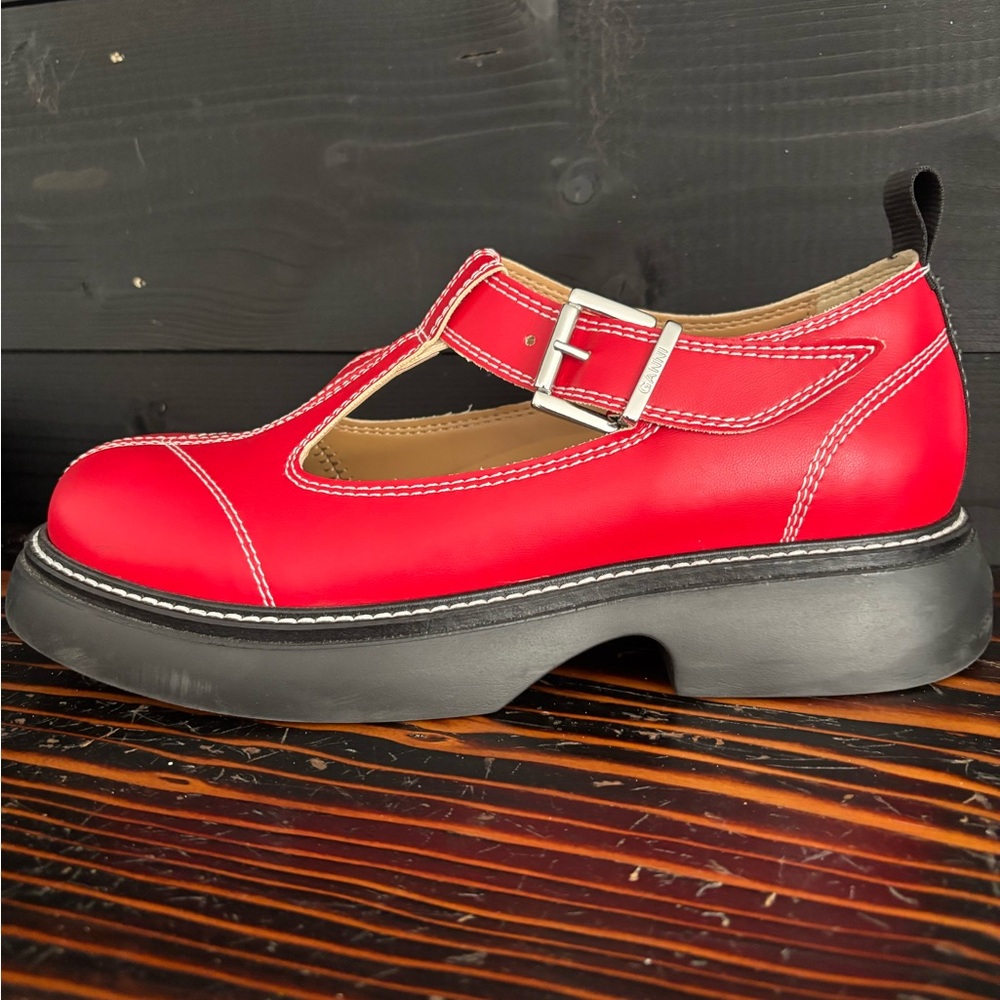 Everyday Buckle Mary Jane’s Loafers Ganni Red size 40